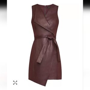 BCBG MAXAZRIA Mini leather dark purple dress